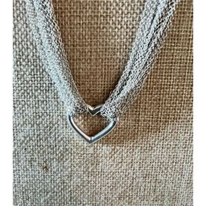Tiffany & Co. Sterling Silver .925 Multi Strand Heart Toggle Necklace pouch Bag